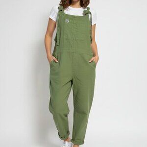 Lucy & Yak Sage Green Cotton Canvas Tie-Strap Dungarees - Size 8L